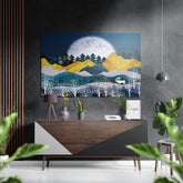 Wave Mountains Brushed Aluminium Dibond Wall Art.